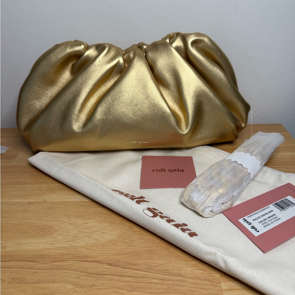 NEW Cult Gaia Dulce Shoulder Bag Brass Gold NWT and dust bag - Picture 3 of 5